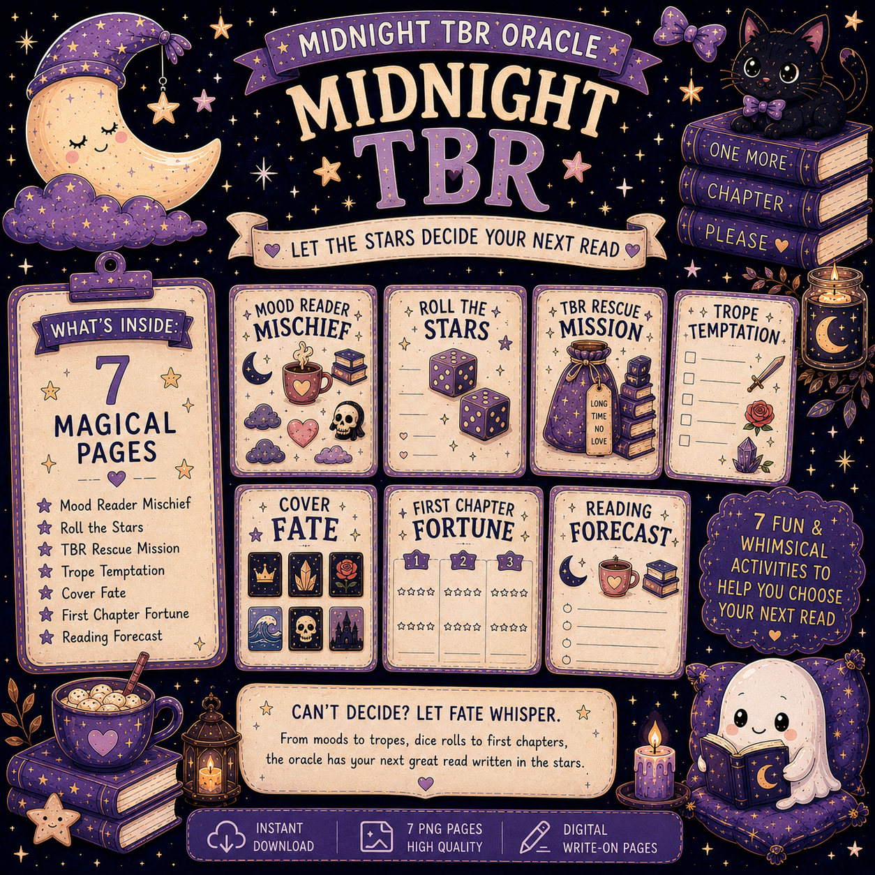 Midnight TBR Oracle | 7-Page Digital Book Picker