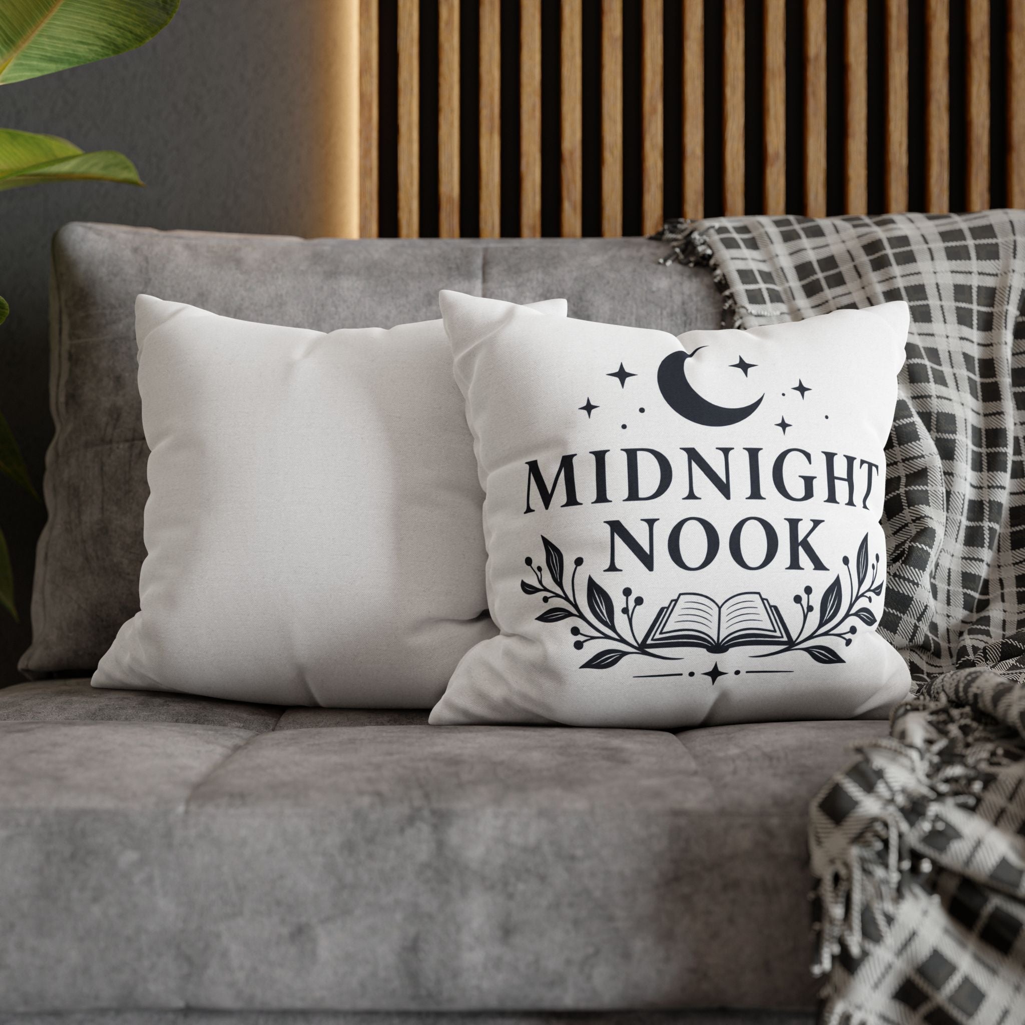 Midnight Nook Decorative Pillowcase — Book Lover Moon Square Pillow