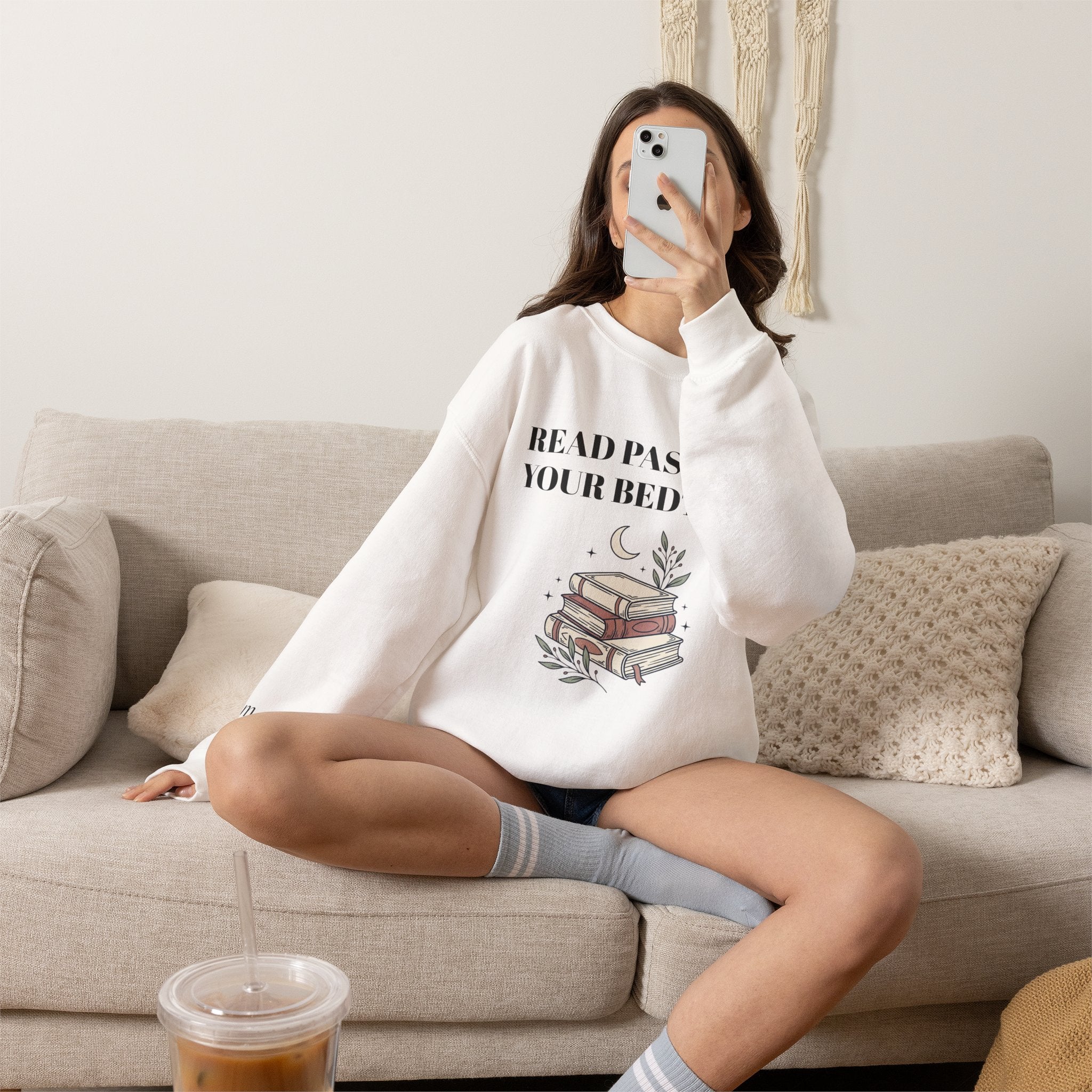 Read Past Your Bedtime Sweatshirt — Cozy Bookstack Crewneck for Readers