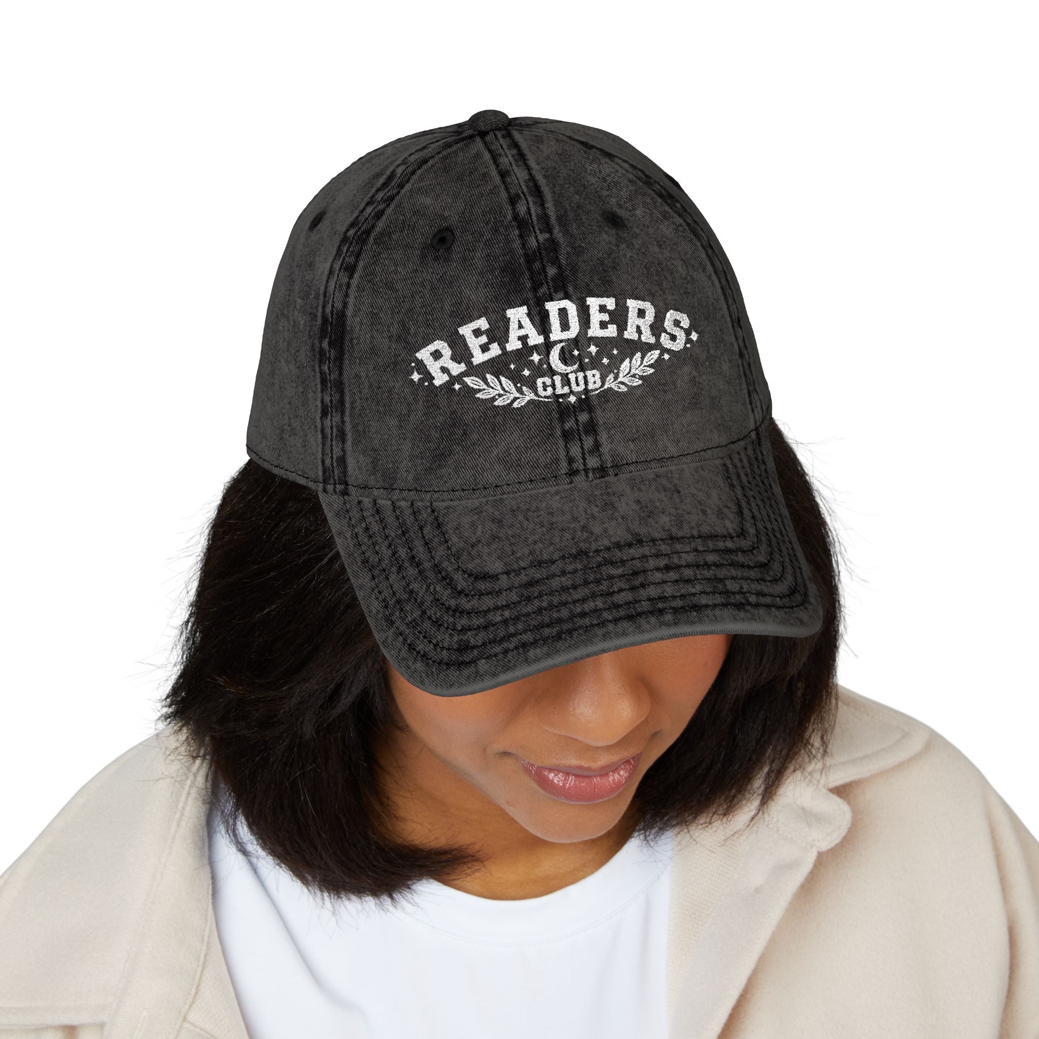 Readers Club Vintage Embroidered Cap — Retro Book Lover Baseball Hat