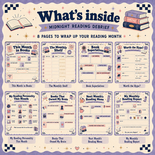 Midnight Reading Debrief | 8-Page Monthly Reading Wrap-Up Kit